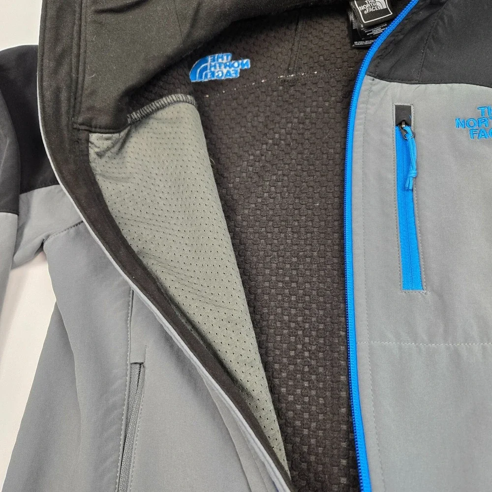 The North Face Gray Black Blue Liner Full Zip Softrock‎ Jacket Size Small